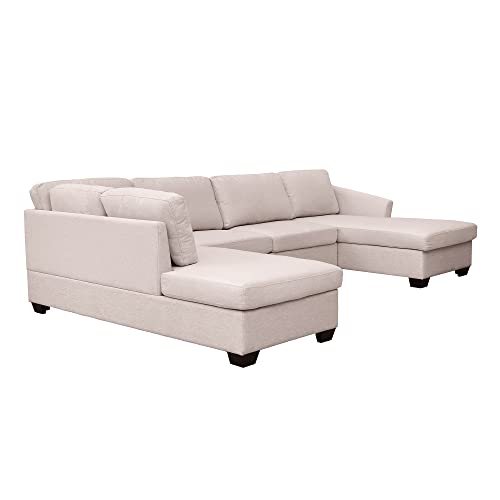 Modern Large U-Shape Sectional Sofa, Double Extra Wide Chaise Lounge Couch, Beige Living Room Furniture Sofas & Couches