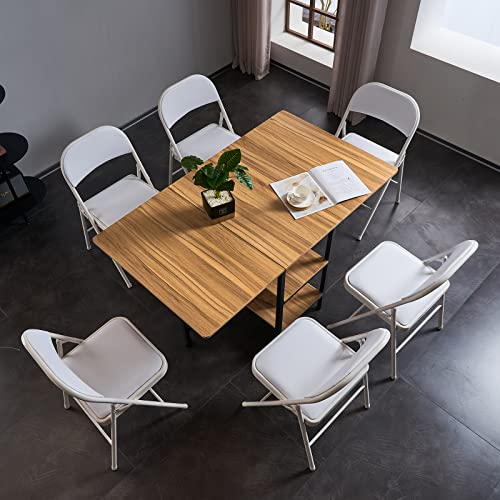 4PCS Elegant Folding Metal Chairs with Padded Seats,Potable Iron & PVC Durable Chairs for Convention & Exhibition Easy to take fit for Any Occasions 330lbs Capacity (Grey, 4 PCS)