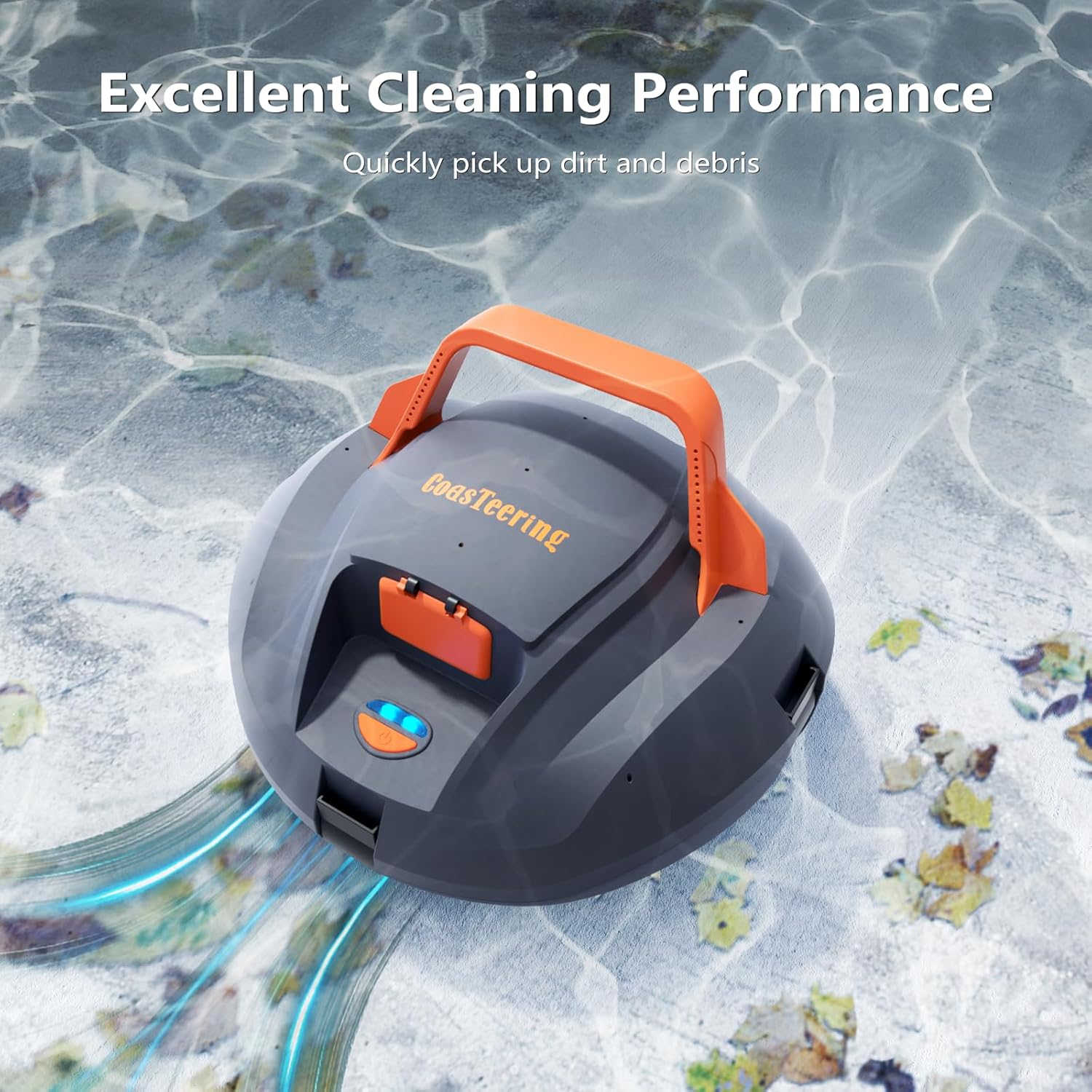 Robotic Pool Cleaner, Cordless Pool Vacuum for Above Ground Pool, Lasts up to 100Mins, Above Ground Pool Vacuum with Self-Parking Function, Ideal for Swimming Pool Cleaning up to 850 Sq.Ft