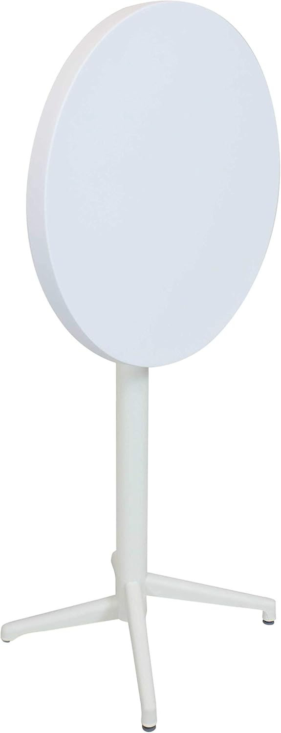 Sunnydaze 28-Inch Round All-Weather Plastic Patio Bar Pub Table - Foldable Design - Commercial Grade - White