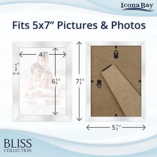 Icona Bay 8x10 White Picture Frame with Removable Mat for 5x7 Photo, Modern Style Wood Composite Frame, Table Top or Wall Mount, Bliss Collection