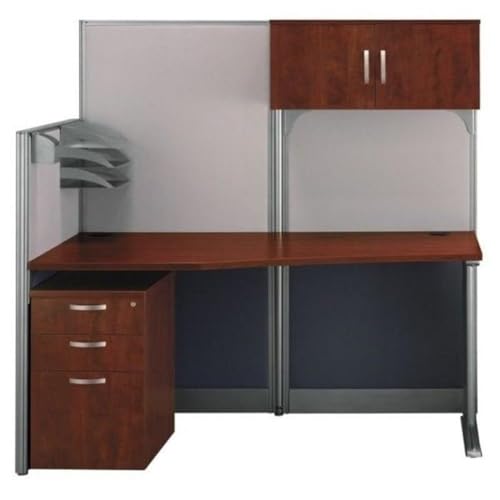 Bush Business Furniture Office in an Hour Straight Cubicle Desk with Storage, Drawers, and Organizers | Modern Computer Table Set with Privacy Panels for Commercial Workspace, 65W, Pure White
