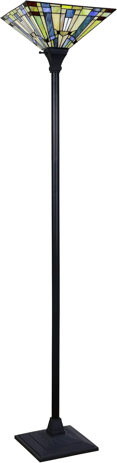 Chloe Lighting Kinsey Tiffany-Style Blackish Bronze 1-Light Mission Torchiere Floor Lamp 14