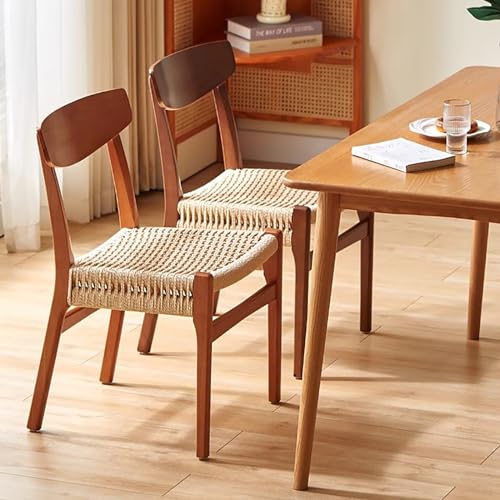 Woven Dining Chairs, Modern Rattan Dining Room Chairs, Kitchen Chairs with Metal Legs, Armless Side Chairs for Home Bar Restaurant (Color : Yellow)
