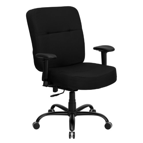 Flash Furniture HERCULES Series Big & Tall 400 lb. Rated Black LeatherSoft Executive Ergonomic Office Chair with Adjustable Arms