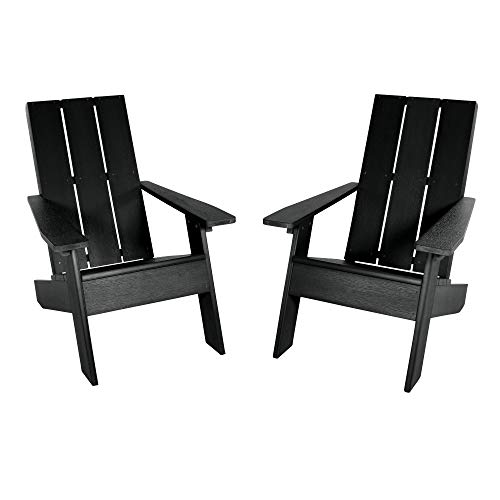 Highwood Italica Modern Adirondack Chairs, 2-Piece Set, Coastal Teak
