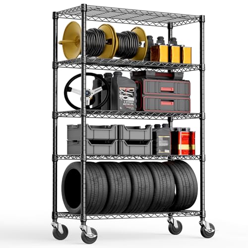 MZG Steel Storage Shelving 6-Tier Utility Shelving Unit with Wheels, Steel Organizer Wire Rack for Home,Kitchen,Office,Garage,18