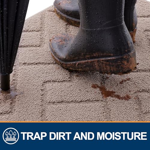 OLANLY Indoor Door Mat, 36x24, Dirt Resistant and Absorbent, Sturdy Non-Slip Rubber Backing, Easy to Clean, Washable Entry Mat, Ideal Low-Profile Floor Mat for Front Back Door and Entryway, Grey