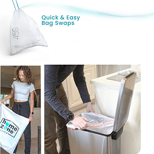 Home Zone Living 12 Gallon Kitchen Trash Can, Slim Body Stainless Steel Design, 45 Liter Capacity, Silver