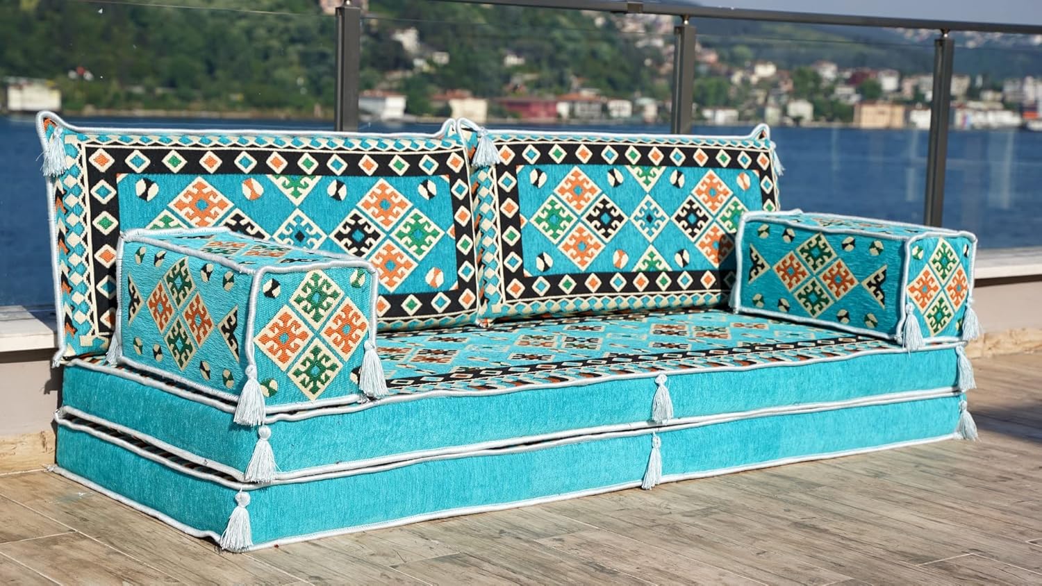 8 Thickness Turquoise Floor Sofa Set, Floor Cushions, Balcony Patio Sofas, Pallet Sofa, Ethnic Sofa, Moroccan Sofas, Sectional Sofas, Sofa Bed, Lazy Sofa Bed