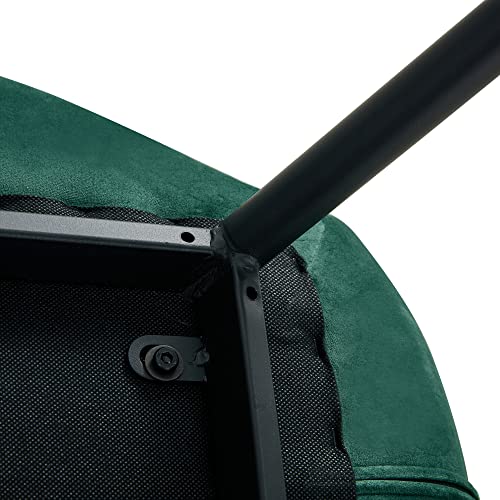 Dining Kitchen Velvet Cushion Seat, Upholstered Back and Metal Legs, Velvet Dining Chairs Set of 2, Modern Mid Century Living Room Side Chairs, Dark Green/Gray