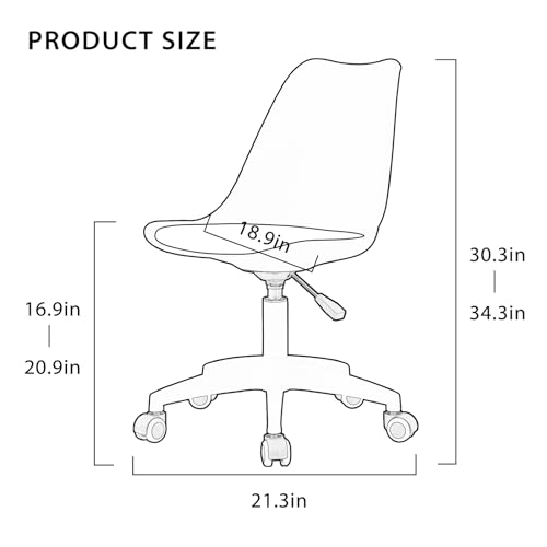 Acrylic Clear Desk Chair Modern Home Office Ghost Chairs with Wheels Cute Armless Rolling Vanity Plastic Chair with Adjustable Height, for Living Room, Bedroom, and Office (Black)