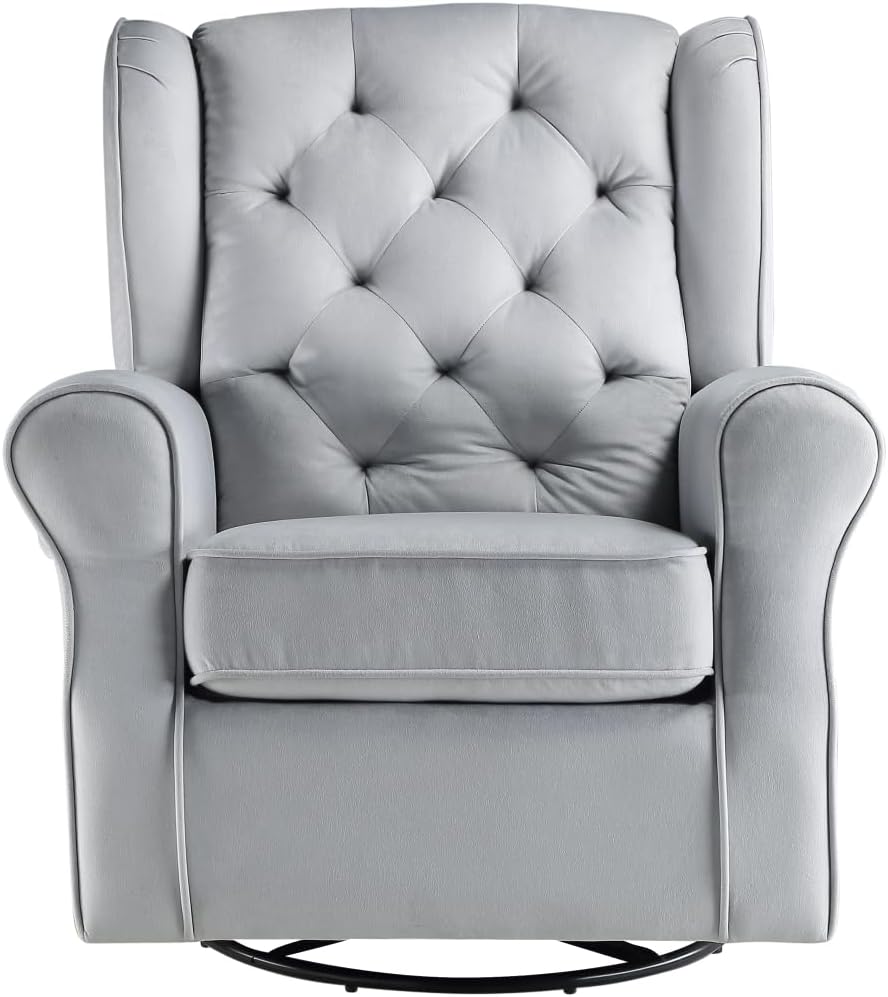 Zeger Swivel Chair w/Glider, Gray Fabric LV