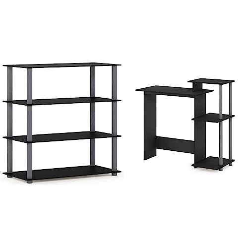 Furinno (99557LC/BK Turn-N-Tube 4-Tier Multipurpose Shelf Display Rack - Light Cherry/Black Turn-N-Tube 3-Tier Compact Multipurpose Shelf Display Rack, Dark Cherry