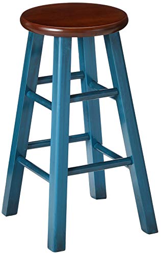 Winsome Wood Ivy Stools Rustic Teal/Walnut and Rustic Light Blue/Walnut