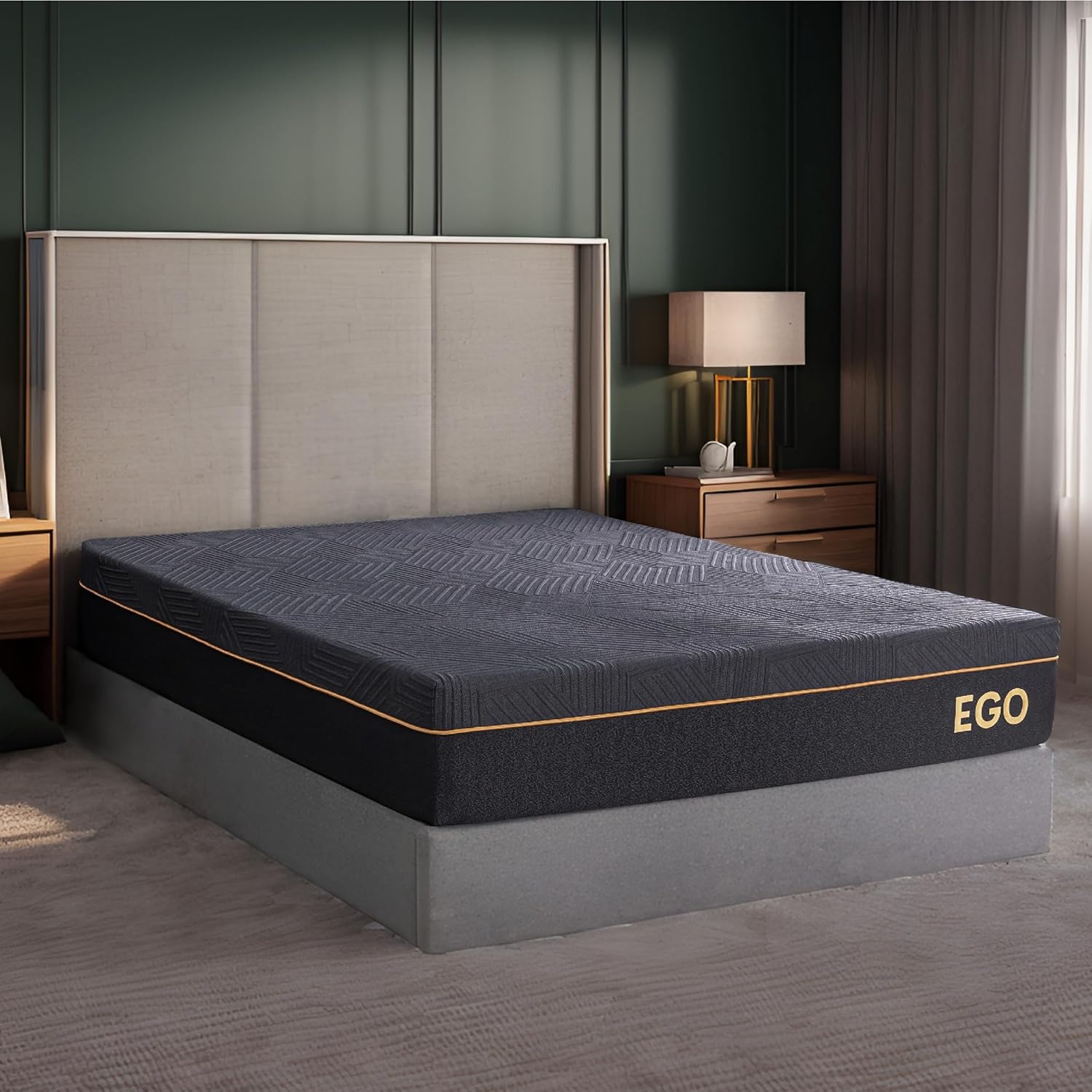 EGOHOME 12 Inch Twin XL Memory Foam Mattress, Cooling Copper Gel Mattress for Pain Relief, Therapeutic Mattress in a Box, CertiPUR-US Certified, Fiberglass Free Medium Mattress, Black