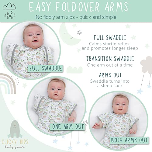 Swaddle Sack Arms Up, Allows Babies Hips to Move Freely, fits Newborn Babies 0-6 Months, Baby Sleep Sack, Organic Cotton Rainbow