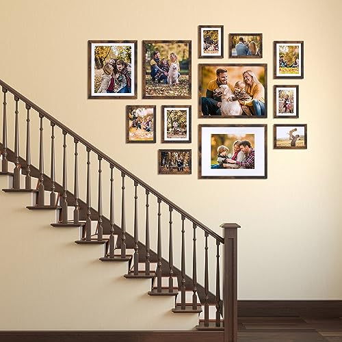 White 8x10 Picture Frame Set of 15, Display Pictures 8x10 with Mat or 9x11 without Mat, Multi Photo Frames for Wall Mounting or Tabletop Display
