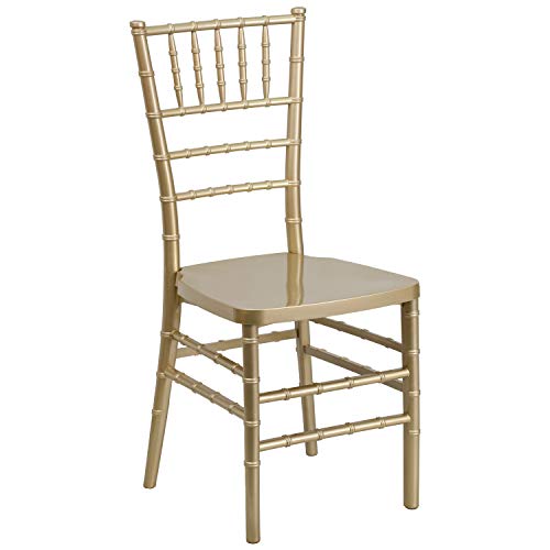 EMMA + OLIVER Gold Resin Stacking Chiavari Chair