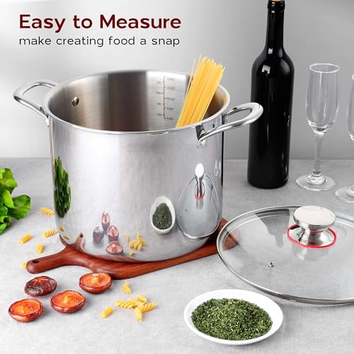 18/10 Stainless Steel Stock Pot 8 Quart Cooking Pot with Lid Tri-Ply Induction Pot