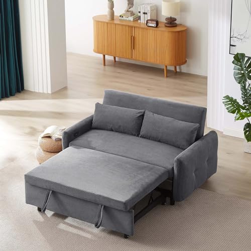 3 in 1 Sleeper Sofa Couch Bed w/USB & Type C Dual Port, 57