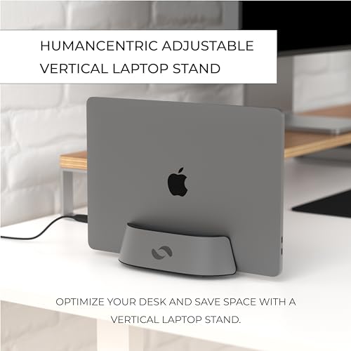 HumanCentric Laptop Holder Vertical Laptop Stand in Aluminum, Adjustable Holder and Dock, Laptop Vertical Stand Fits MacBook Pro and Other Laptops .5