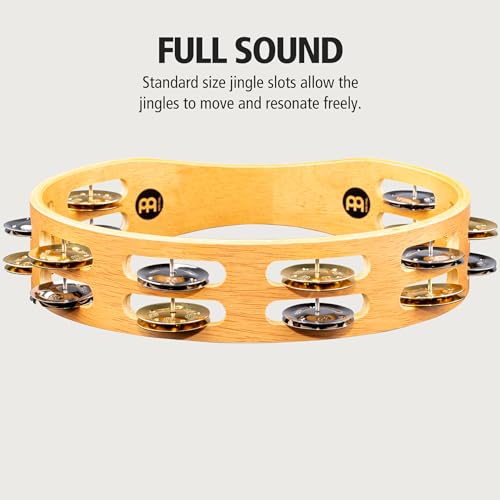 Meinl Percussion Traditional Tambourine with Nickel Plated Steel and Solid Brass Jingles, Double Row-NOT Made in China-Super Natural Wood Finish, 2-Year Warranty (TA2M-SNT)