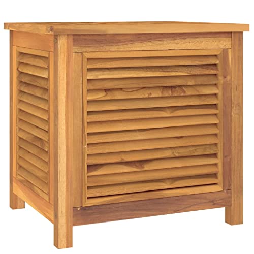 vidaXL Outdoor Patio Storage Box - Solid Teak Wood Construction - Louvre Design - Water-Resistant Lining - Easy Assembly, Indoor/Outdoor Use