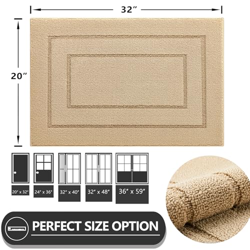 REFETONE Indoor Doormat, 24x36, Front Back Door Rug, Non Slip Absorbent Resist Dirt Machine Washable Door Mat, Low-Profile Inside Floor Mat for Entryway, Grey