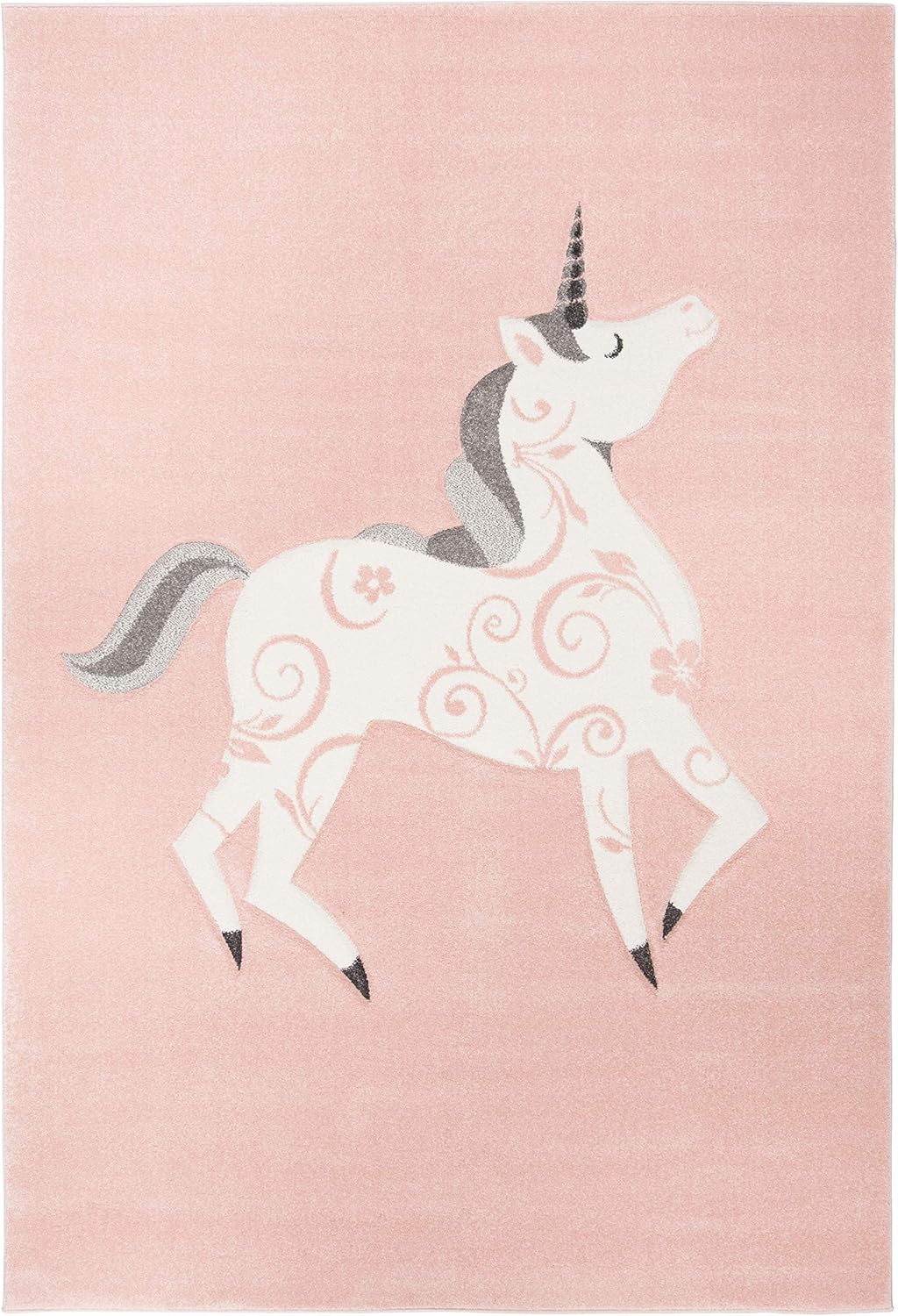 SAFAVIEH Carousel Kids Collection Area Rug - 8' x 10', Pink & Ivory, Non-Shedding & Easy Care, Ideal for High Traffic Areas for Boys & Girls in Playroom, Nursery, Bedroom (CRK163P)