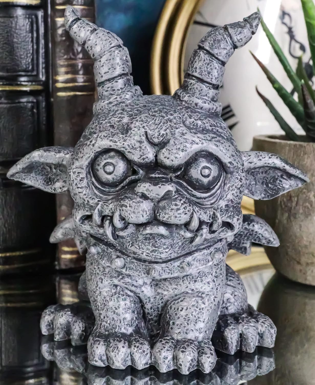 Ebros Gothic Horned Bulldog Gargoyle Agamon Figurine Small Mythical Fantasy Decor Statue 3.75