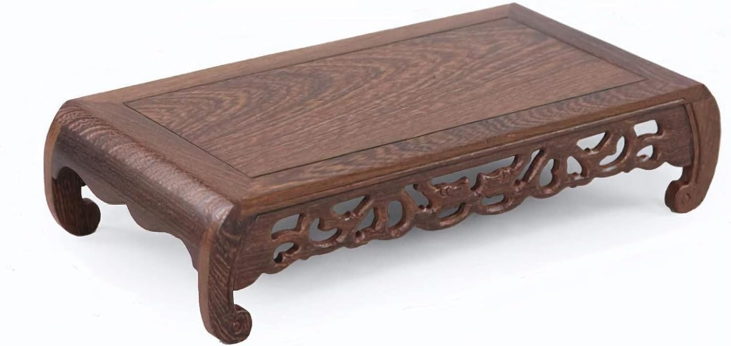 Small Coffee Tables,Meditation Table Altar,Hand Carved Natural Brown Wood Small Puja Table, Used in The Tea Table Japanese,Study Room,Yoga Room.IT is 13 Inches (L),6.3 Inches (W), 3 Inches (H)
