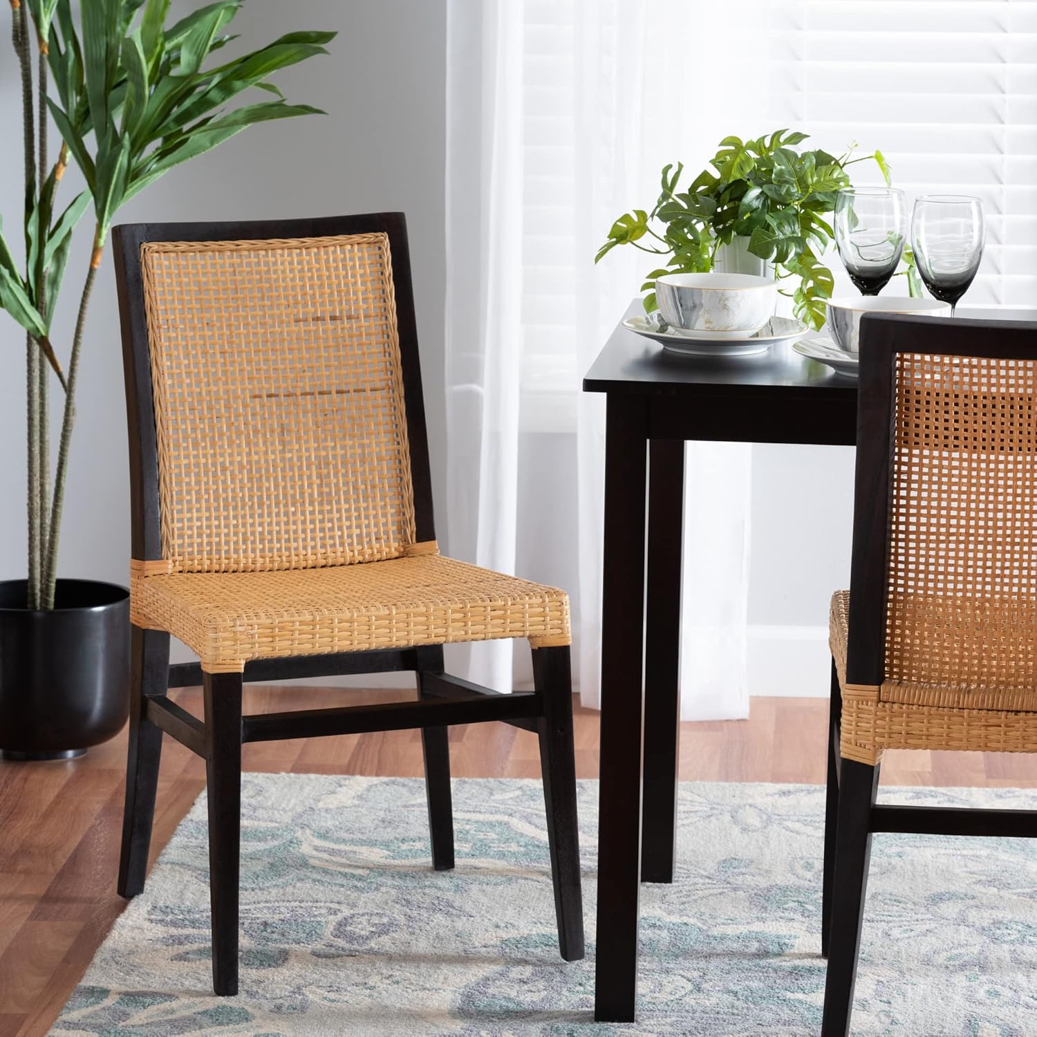 Baxton Studio Lingga Natural Rattan Dining Chair, One Size