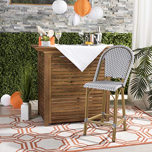 Safavieh PAT4019C Collection Gresley Indoor-Outdoor Stacking French Bistro White Counter Stool