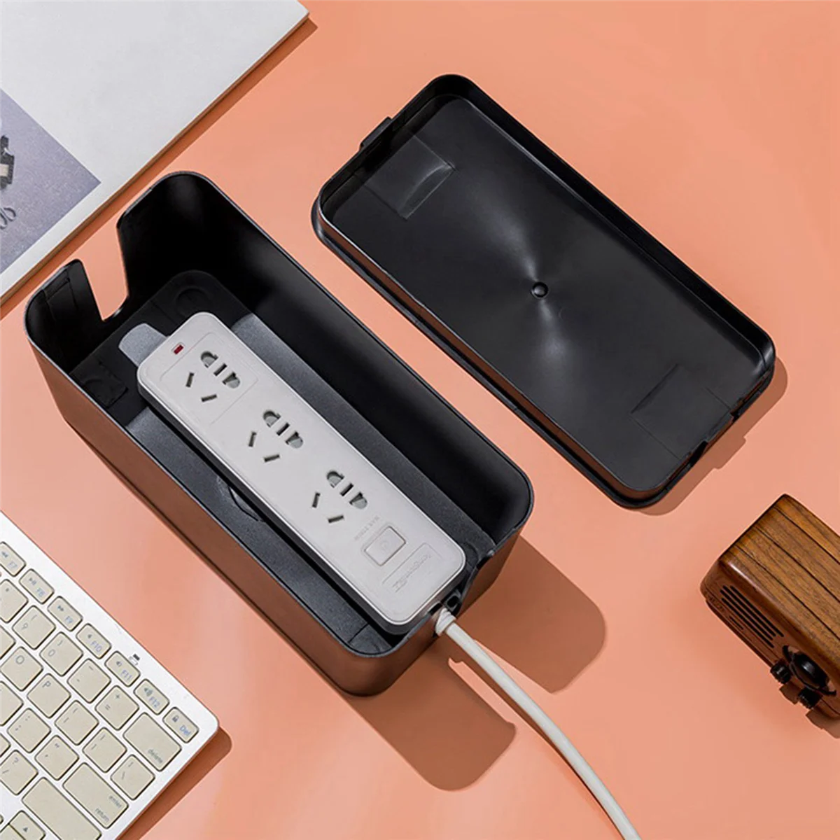 2X Box Cord Organizer Box Power Strip Surge Protector Cover TV Cord Box Office