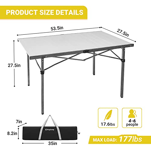 KingCamp Camping Table Aluminum Folding Table Roll Up Lightweight Foldable Table Portable Table Camp Table for Outdoor Camping Picnic Barbecue