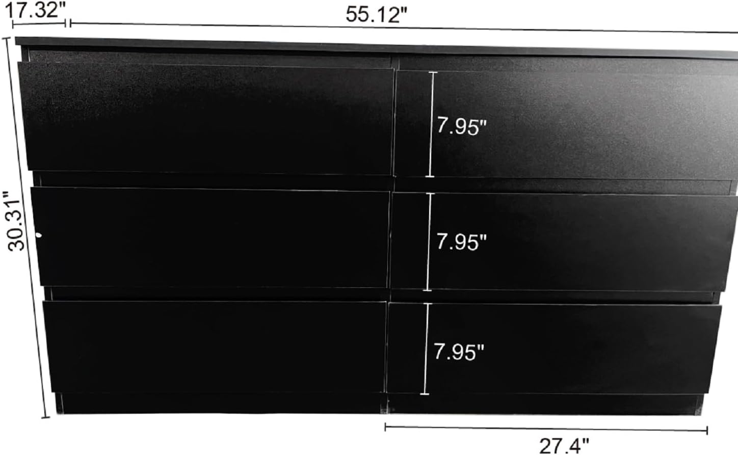 Rattan 6 Drawer Dresser Farmhouse Boho Chest of Drawers Wood 6 Drawer Storage Cabinet with Wide Drawers for Bedroom, Hallway, Living Room