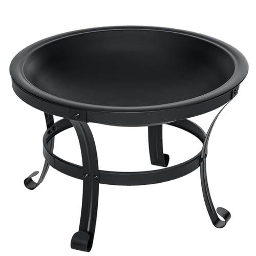 SINGLYFIRE 26 Inch Fire Pit for Outside Outdoor Wood Burning Firepit Bowl Heavy Duty Bonfire Pit Steel Firepit for Patio Backyard Camping Deck Picnic Porch with Spark Screen,Log Grate,Poker