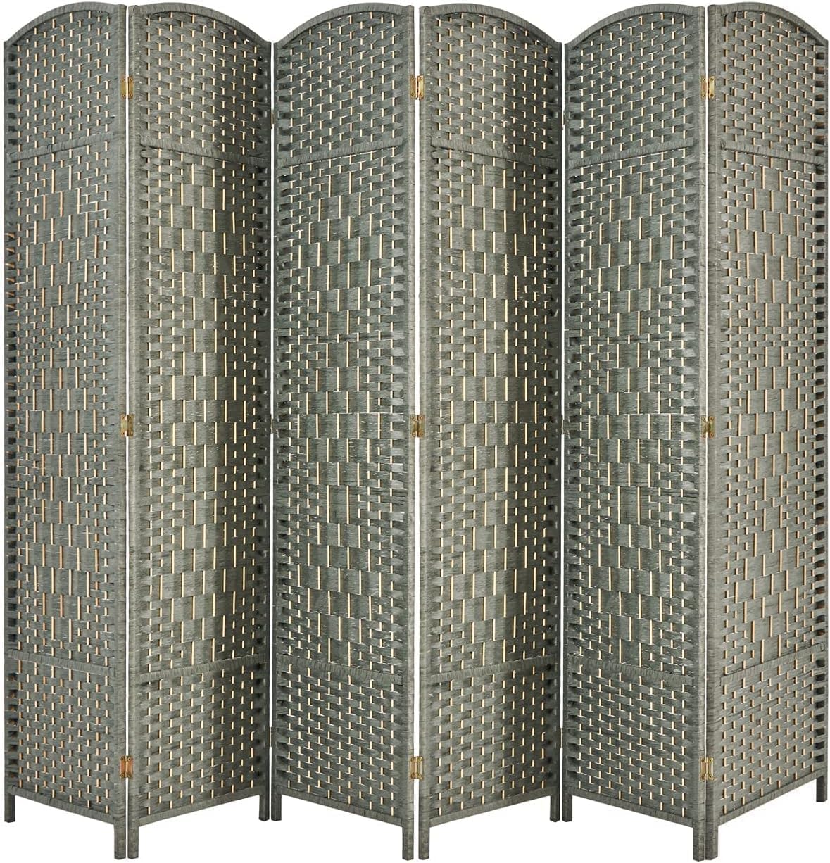 Excited Wrok Room dividers 6 ft. Tall Folding Privacy Screen, 6 Panel Tall Extra Wide Partition Foldable Panel Wall Divider, Folding Privacy Screens (Gray)