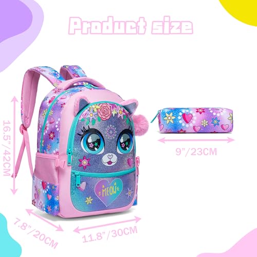 Meetbelify Backpacks for Girls School Bag Cute Girls Backpacks Ages 8-10 Kids Bookbag Set Travel Backpack for Preschool Kindergarten Elementary Students Backpack to School Supplies