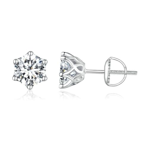 S925 Sterling Silver 0.5ct VVS1 D-color Diamond Screw Back Stud Earrings for Women, Elegant for Engagements or Birthday Celebrations