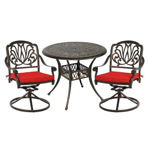 3 Piece Outdoor Patio Dining Set,Cast Aluminum Patio Furniture Set for Backyard Garden Deck Poolside,35.4