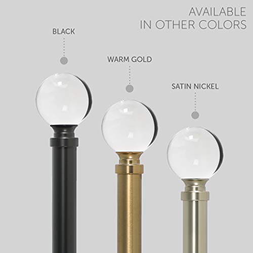 Ivilon Drapery Treatment Window Curtain Rod - Acrylic Ball 1 inch Pole. 16 to 28 Inch (Side Curtain Rod) Satin Nickel