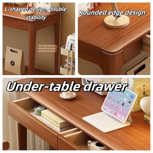 Computer Desk, Home Office Modern Desk and Chair Set, Wood Writing Desk, Executive Desk, Wooden Writing Desk Study Table, Home Office Study Desk(Brown,120CM-47.2IN)