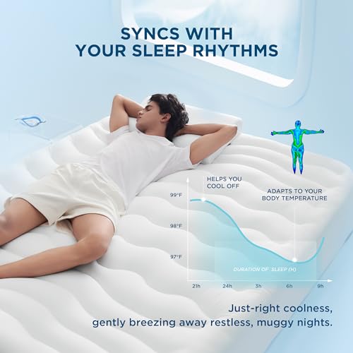 Bedsure Breescape Cooling Mattress Pad - Quilted Twin XL Waterproof Mattress Protector for College Dorm, Soft Fluffy Mattress Topper, Deep Pocket Fits 8