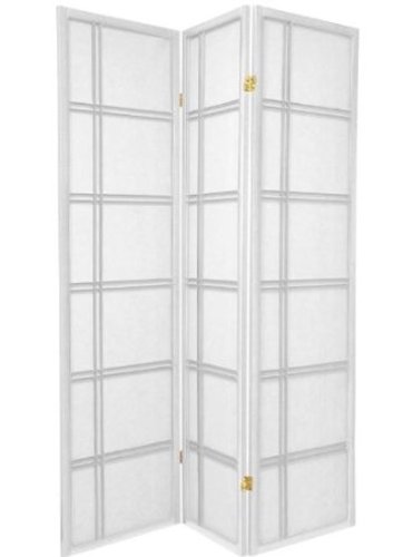 Legacy Decor 3 Panels Room Divider Privacy Screen Partition Shoji Style 5.9 ft Tall Black Finish Lattice Design