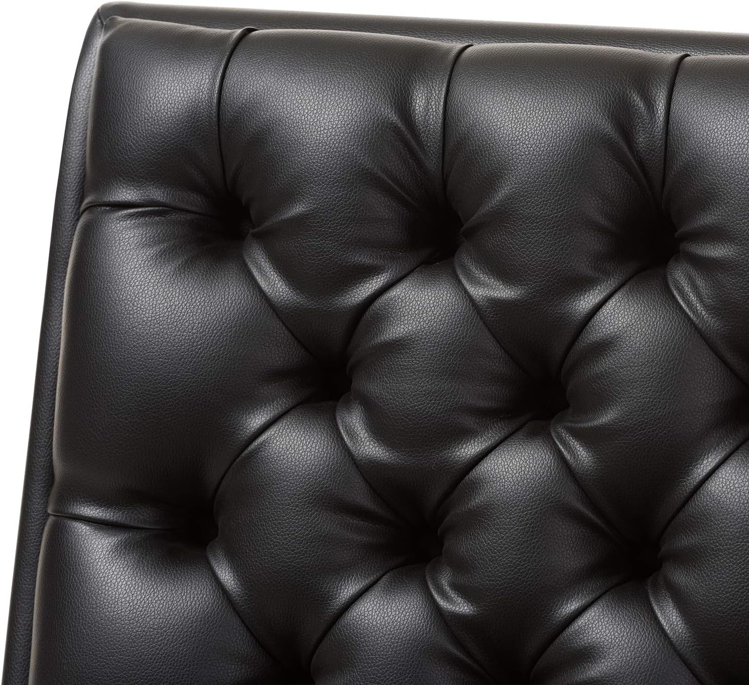 Baxton Studio Annetha Mid-Century Modern Black Faux Leather Upholstered Walnut Finished Wood Chair and Ottoman Set Black//Medium Wood/Mid-Century/Faux Leather/Rubber Wood/Foam