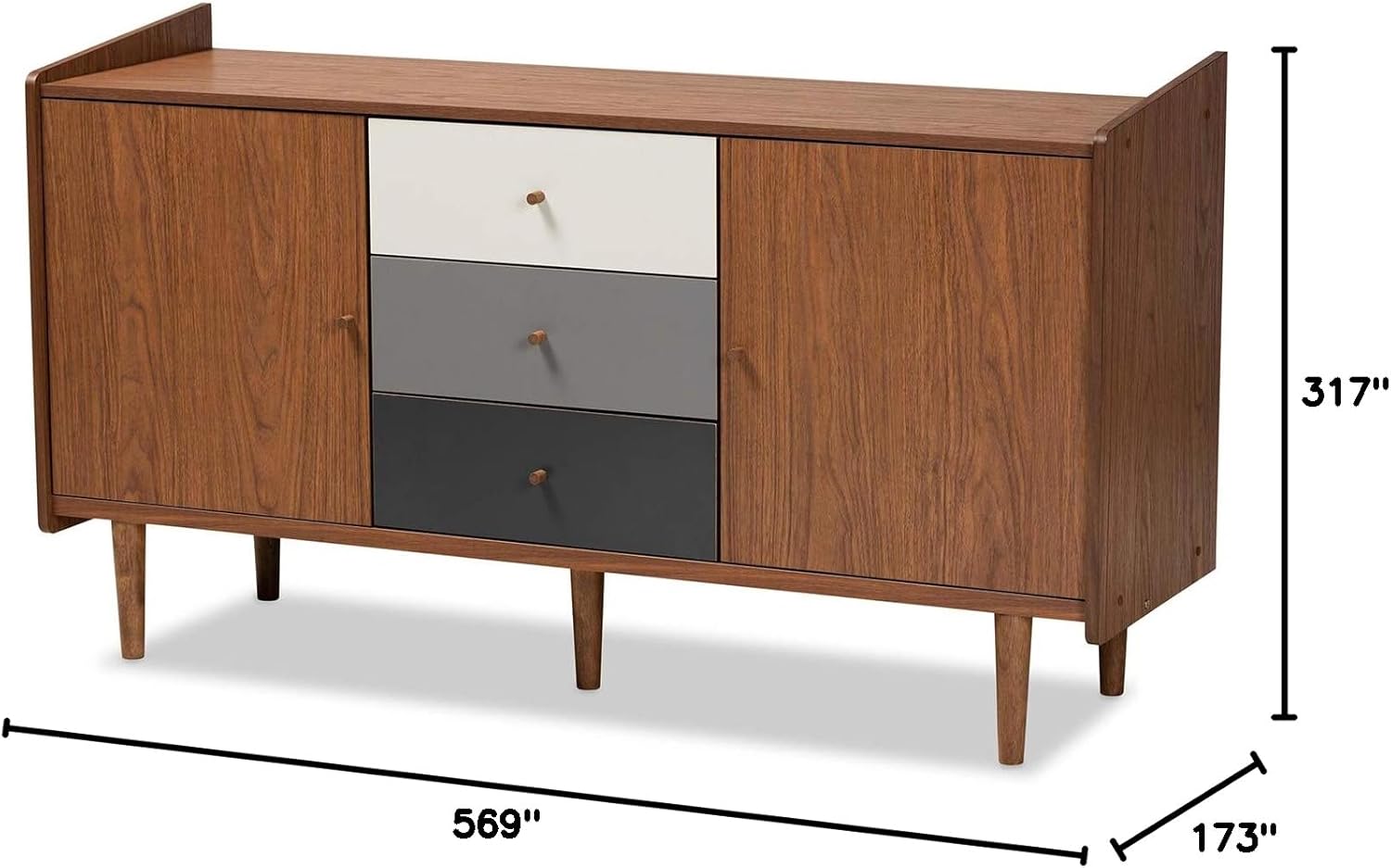 Baxton Studio Halden Brown and Grey Finished Wood 2-Door Dining Room Buffet