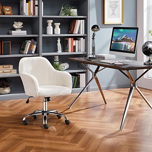 Topeakmart Home Office Chair Adjustable Upholstered Desk Chair Modern Mid Back Chairs Tufted Velvet Fabric Computer Desk Chair Swivel Adjustable Accen Task Chair Computer Desk Stools Gray