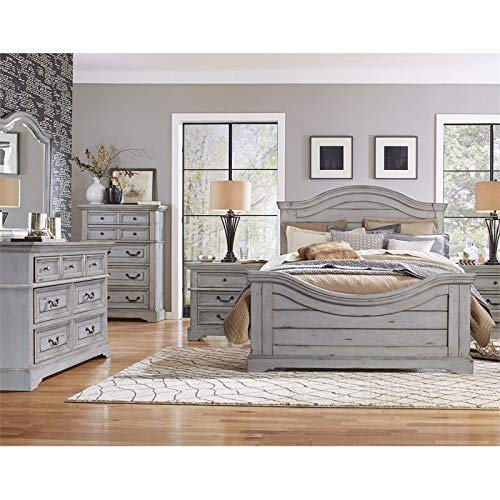 American Woodcrafters Stonebrook Panel Bed, Queen, Antique Grey